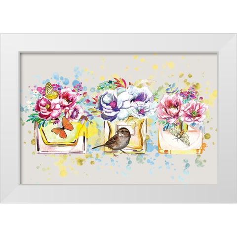 Perfume and Flowers White Modern Wood Framed Art Print by Burney, Yvonne Coleman
