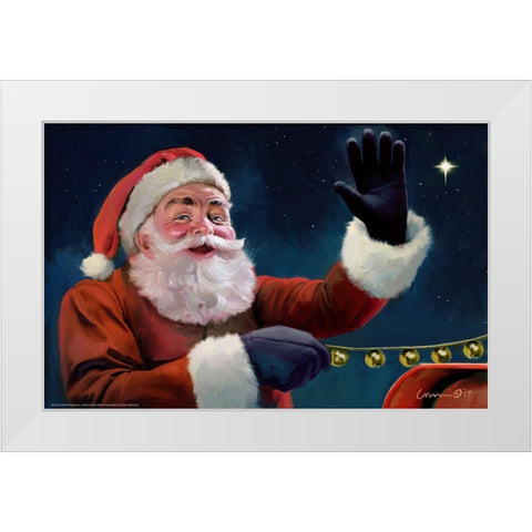 Santas On His Way White Modern Wood Framed Art Print by Yellow Cafe