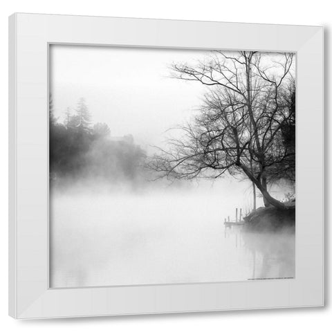 Fog on the Lake White Modern Wood Framed Art Print by Yellow Cafe