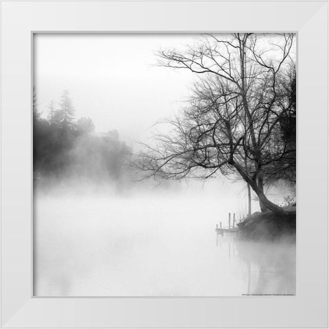 Fog on the Lake White Modern Wood Framed Art Print by Yellow Cafe