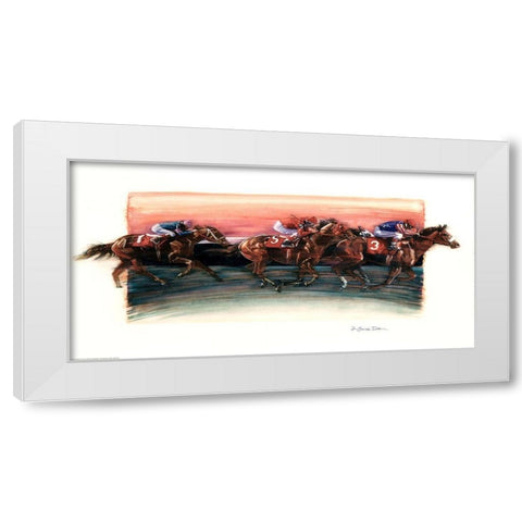 Horse Race White Modern Wood Framed Art Print by Yellow Cafe