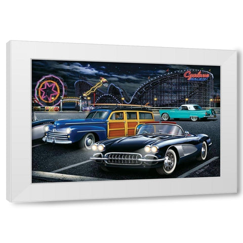 Cyclone Racer White Modern Wood Framed Art Print by Yellow Cafe