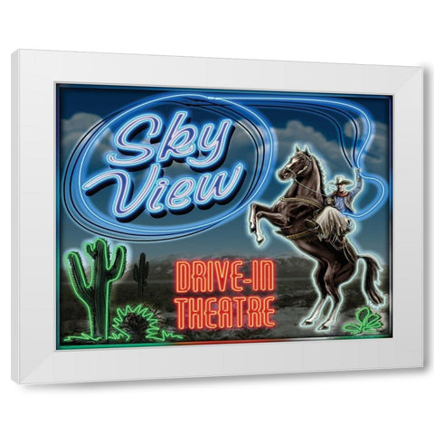 Skyview Drive In II White Modern Wood Framed Art Print by Yellow Cafe