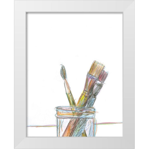 Paintbrushes White Modern Wood Framed Art Print by Yellow Cafe