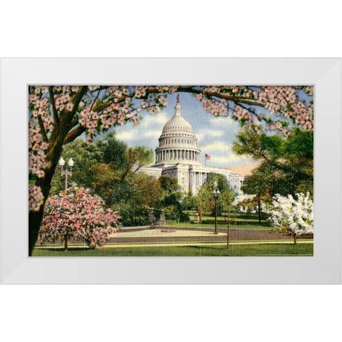 US Capitol White Modern Wood Framed Art Print by Yellow Cafe