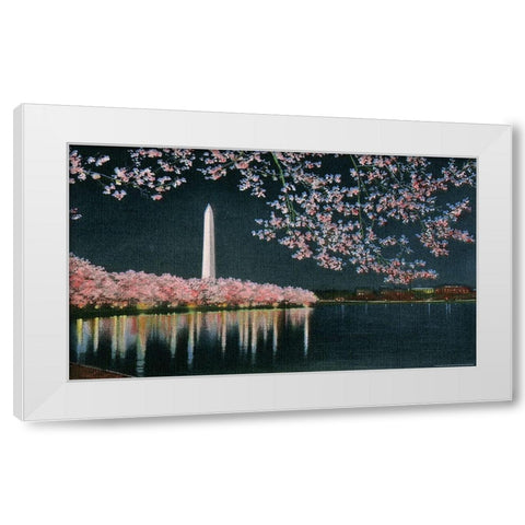 Washington at Night White Modern Wood Framed Art Print by Yellow Cafe