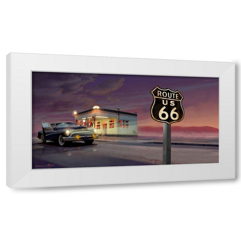 Route 66 White Modern Wood Framed Art Print by Yellow Cafe