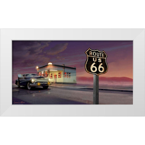 Route 66 White Modern Wood Framed Art Print by Yellow Cafe
