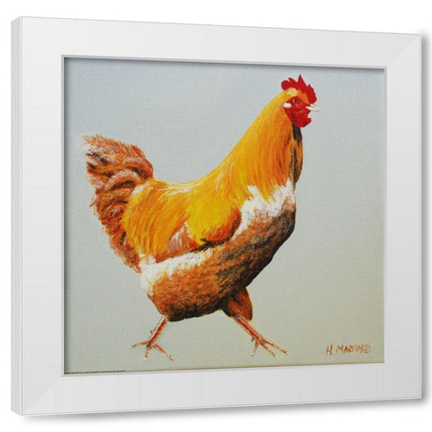 Blonde Chicken White Modern Wood Framed Art Print by Yellow Cafe