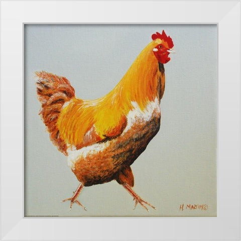 Blonde Chicken White Modern Wood Framed Art Print by Yellow Cafe