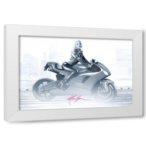 Marilyns Ride in Pink White Modern Wood Framed Art Print by Yellow Cafe