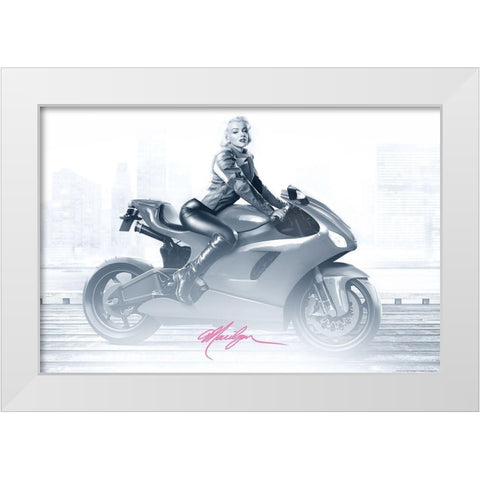 Marilyns Ride in Pink White Modern Wood Framed Art Print by Yellow Cafe