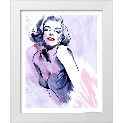 Marilyns Pose White Modern Wood Framed Art Print by Yellow Cafe