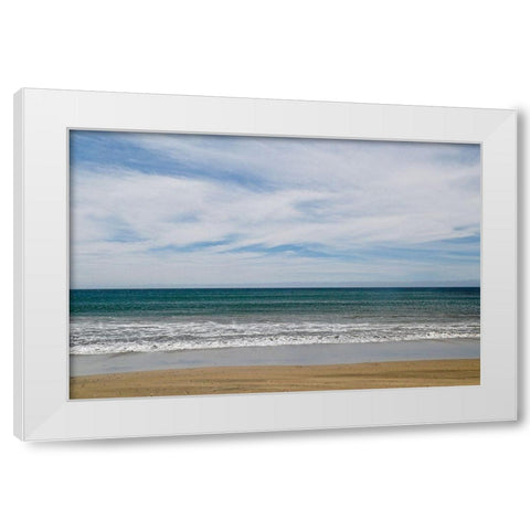 Waves White Modern Wood Framed Art Print by Yellow Cafe