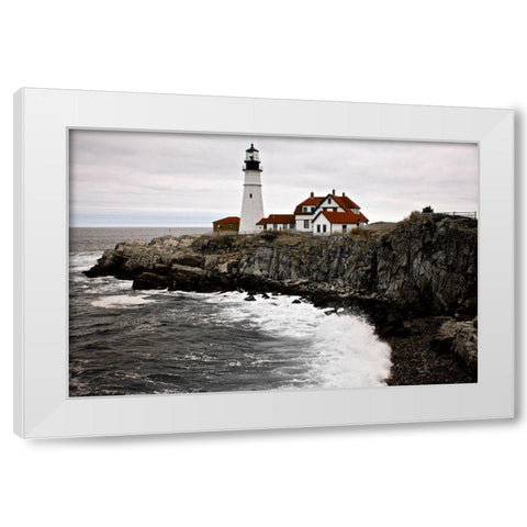 Lighthouse White Modern Wood Framed Art Print by Yellow Cafe