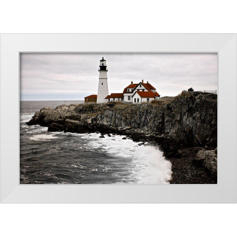 Lighthouse White Modern Wood Framed Art Print by Yellow Cafe