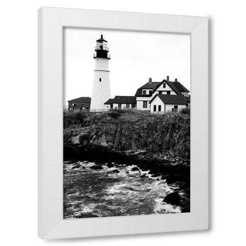 Black and Lighthouse White Modern Wood Framed Art Print by Yellow Cafe