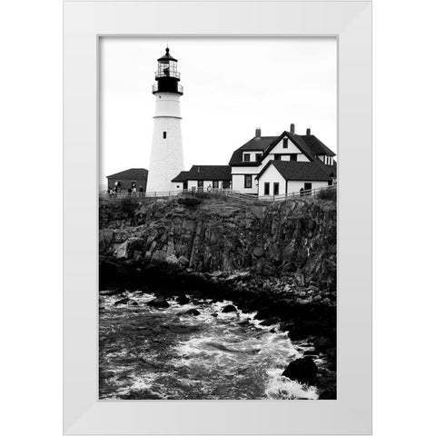 Black and Lighthouse White Modern Wood Framed Art Print by Yellow Cafe