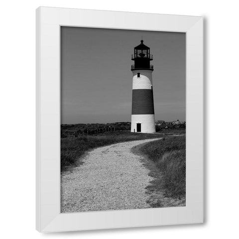 Black and Lighthouse White Modern Wood Framed Art Print by Yellow Cafe