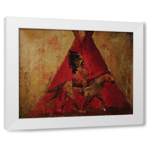 Native American Scene White Modern Wood Framed Art Print by Yellow Cafe