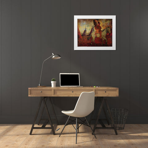 Native American Scene II White Modern Wood Framed Art Print by Yellow Cafe
