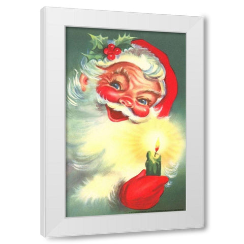 Santa Candle White Modern Wood Framed Art Print by Yellow Cafe
