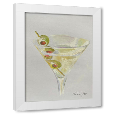 Martini Time White Modern Wood Framed Art Print by Yellow Cafe