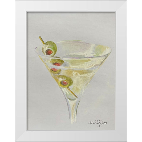 Martini Time White Modern Wood Framed Art Print by Yellow Cafe