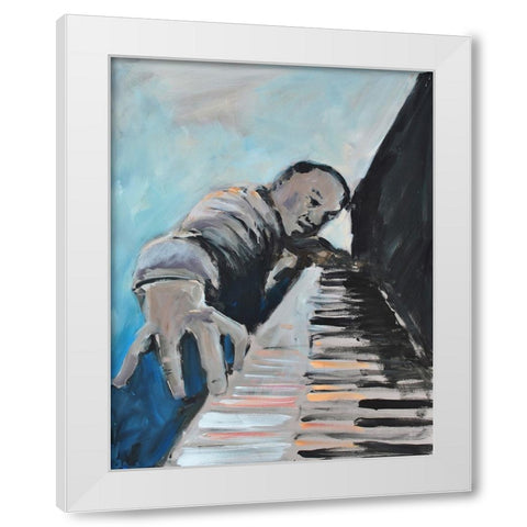 Piano Man White Modern Wood Framed Art Print by Yellow Cafe