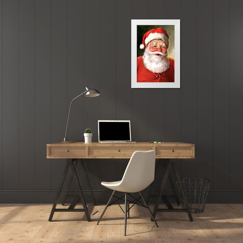 Santa Close Up White Modern Wood Framed Art Print by Yellow Cafe