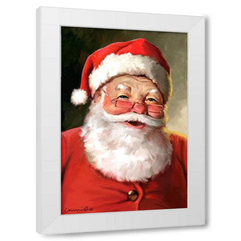 Santa Close Up White Modern Wood Framed Art Print by Yellow Cafe