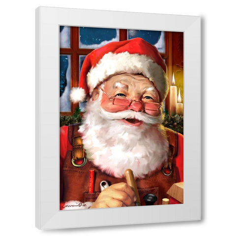 Working Santa White Modern Wood Framed Art Print by Yellow Cafe