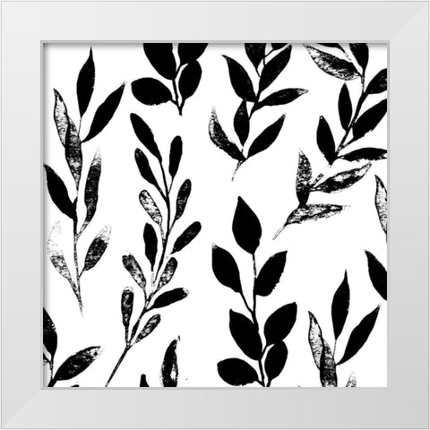 Inky leaves White Modern Wood Framed Art Print by Sommers, Mindy