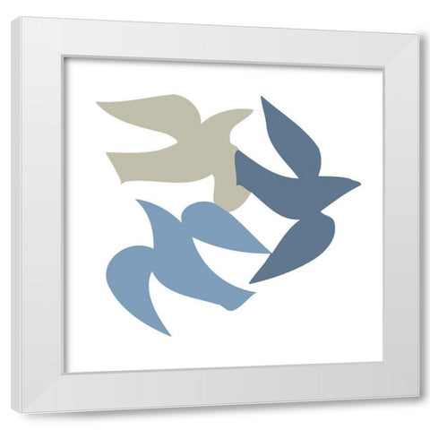 Birds White Modern Wood Framed Art Print by Sommers, Mindy