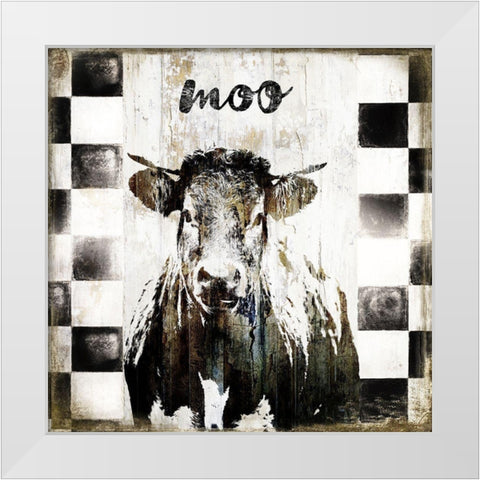 Moo White Modern Wood Framed Art Print by Sommers, Mindy
