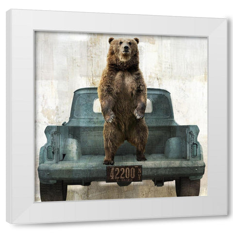 Bear Vacation White Modern Wood Framed Art Print by Sommers, Mindy