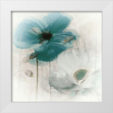 Teal Poppies I White Modern Wood Framed Art Print by Sommers, Mindy