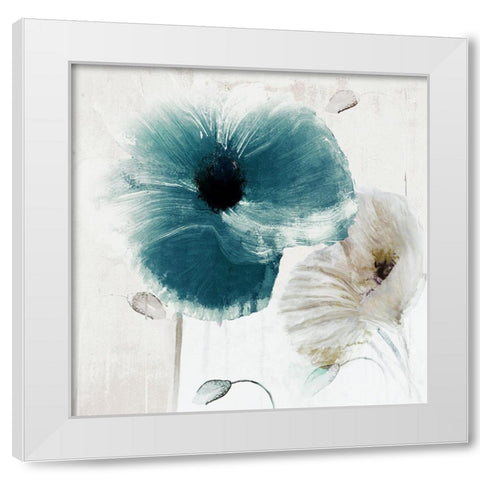 Teal Poppies II White Modern Wood Framed Art Print by Sommers, Mindy
