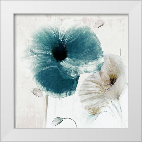Teal Poppies II White Modern Wood Framed Art Print by Sommers, Mindy
