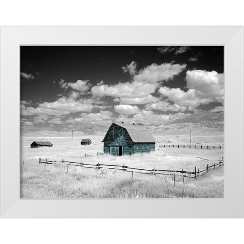 Aqua Barn White Modern Wood Framed Art Print by Sommers, Mindy