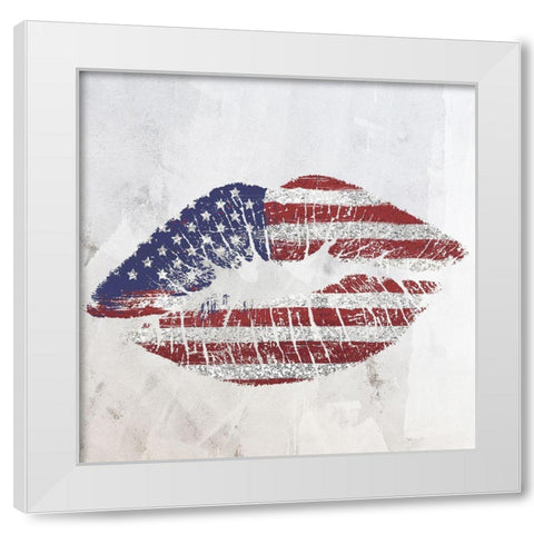 American Kiss White Modern Wood Framed Art Print by Sommers, Mindy