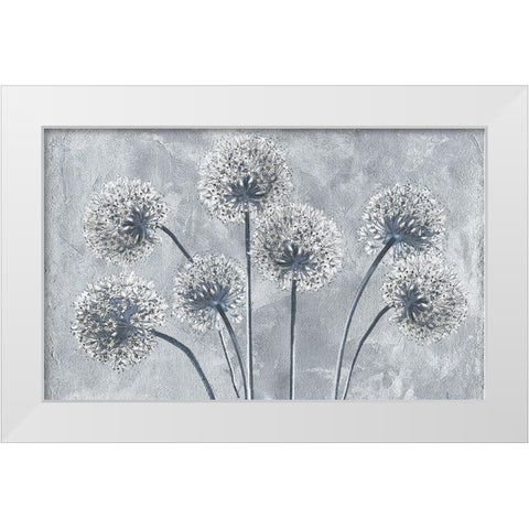 Blue Onion Flowers White Modern Wood Framed Art Print by Sommers, Mindy