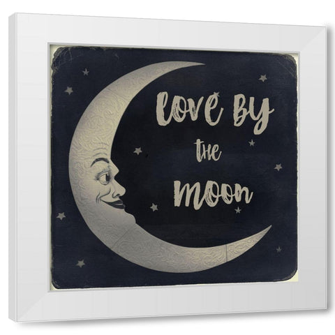 Love by the Moon White Modern Wood Framed Art Print by Sommers, Mindy