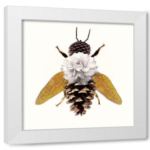 Bee White Modern Wood Framed Art Print by Sommers, Mindy