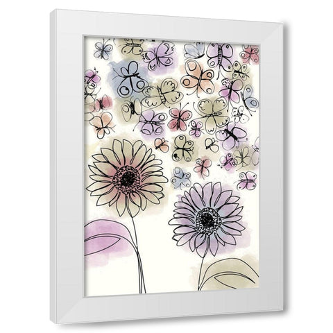 Butterfly Dance White Modern Wood Framed Art Print by Sommers, Mindy