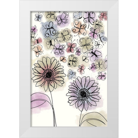 Butterfly Dance White Modern Wood Framed Art Print by Sommers, Mindy