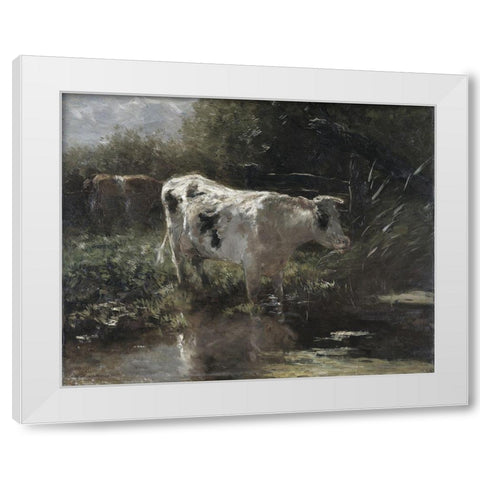 Cow Reflection White Modern Wood Framed Art Print by Sommers, Mindy