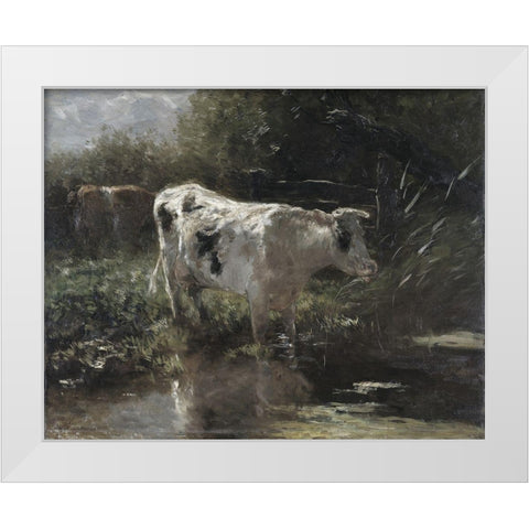 Cow Reflection White Modern Wood Framed Art Print by Sommers, Mindy