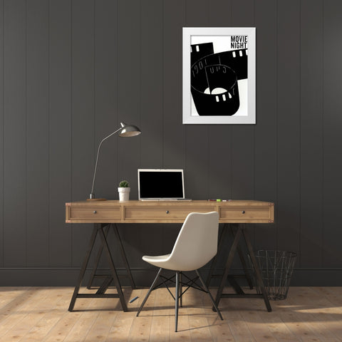 Movie Night White Modern Wood Framed Art Print by Sommers, Mindy
