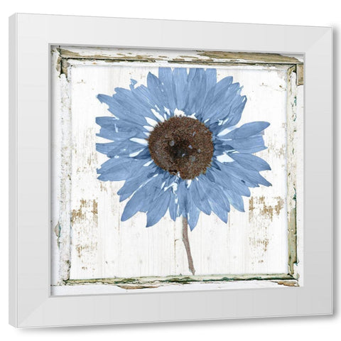 Blue Sunflower Redux White Modern Wood Framed Art Print by Sommers, Mindy